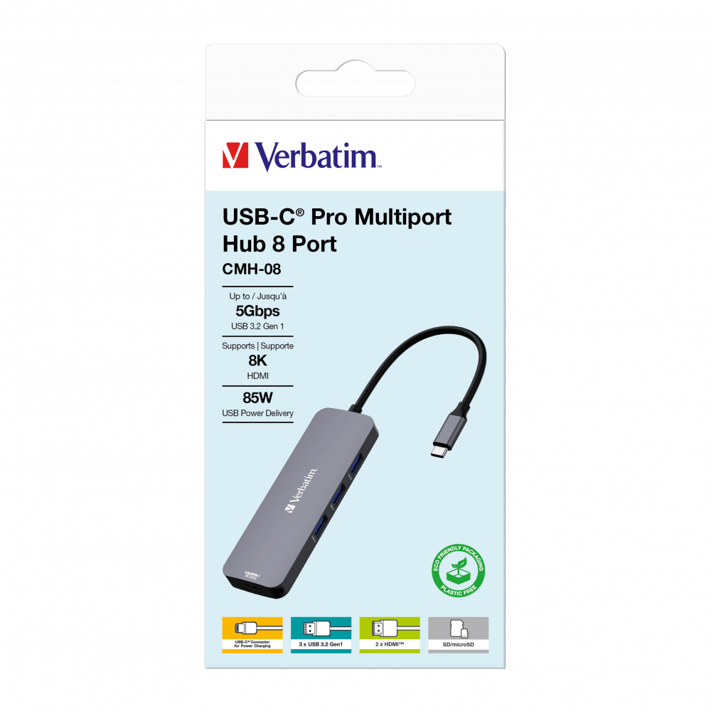 VERBATIM 32151 USB-C PRO 8 PORT HUB CMH-08