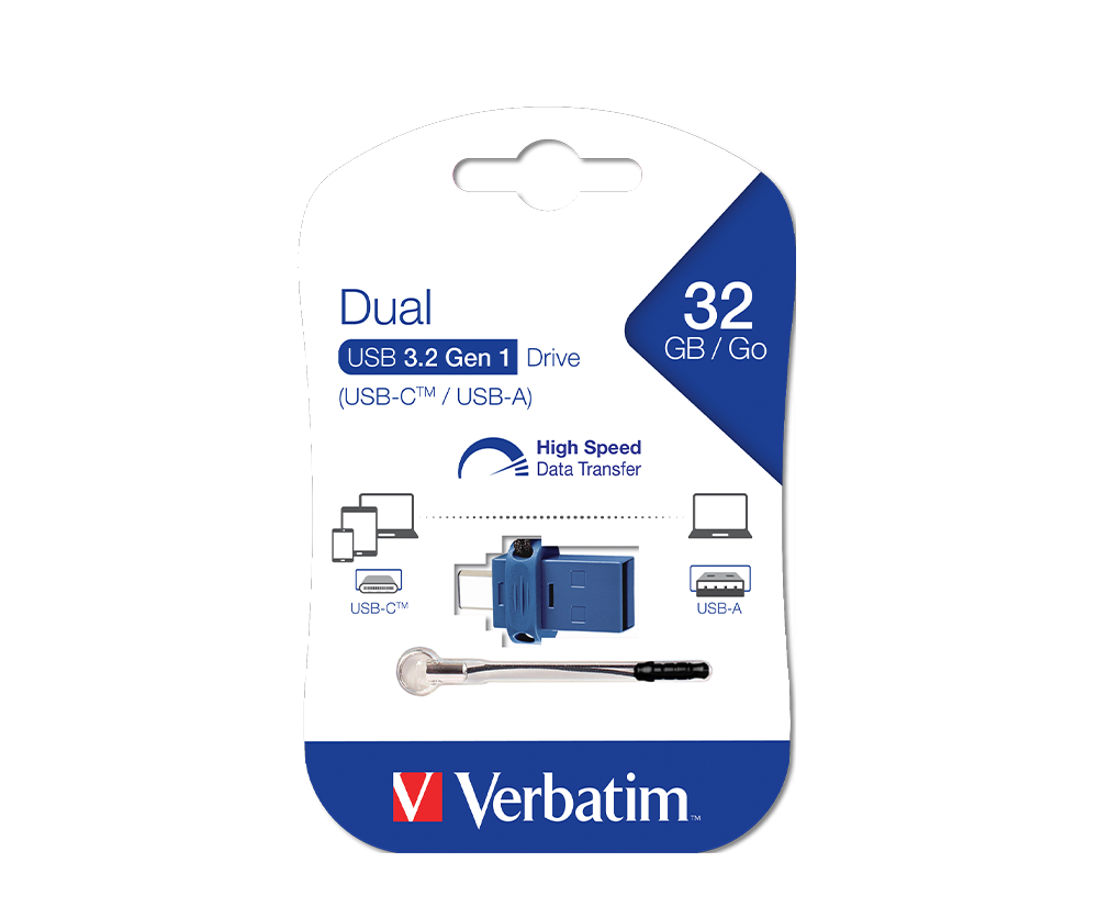 VERBATIM 49966 - 32GB DUAL USB 3.2 GEN 1 USB-C/USB-A DRIVE (ARTIKEL NO: 1223560)