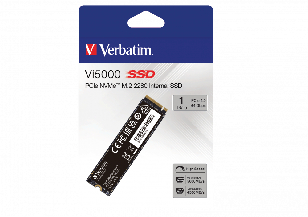 VERBATIM 31826 - VI 5000 PCIE4 NVME M.2 SSD 1TB