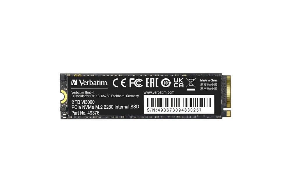 VERBATIM 49376 - 2TB VI3000 M.2 NVME PCIE GEN 3 SSD (Okuma 3300MB/sn. - Yazma 3000MB/sn.)