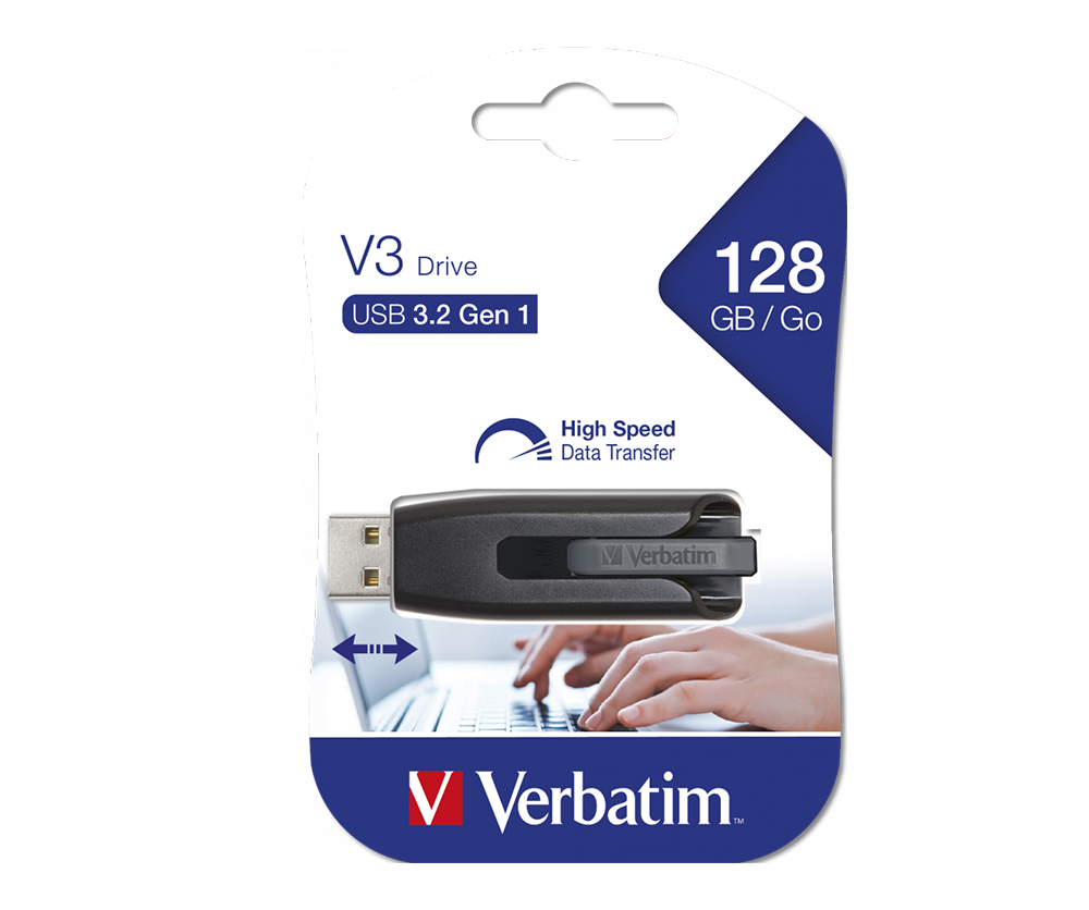 VERBATIM 49189 - 128GB STORE 'N' GO V3 USB 3.2 GEN 1 DRIVE (ARTIKEL NO: 1223562)