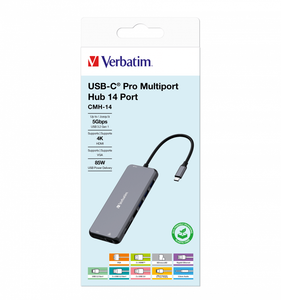 VERBATIM 32154 USB-C PRO 14 PORT HUB CMH-14