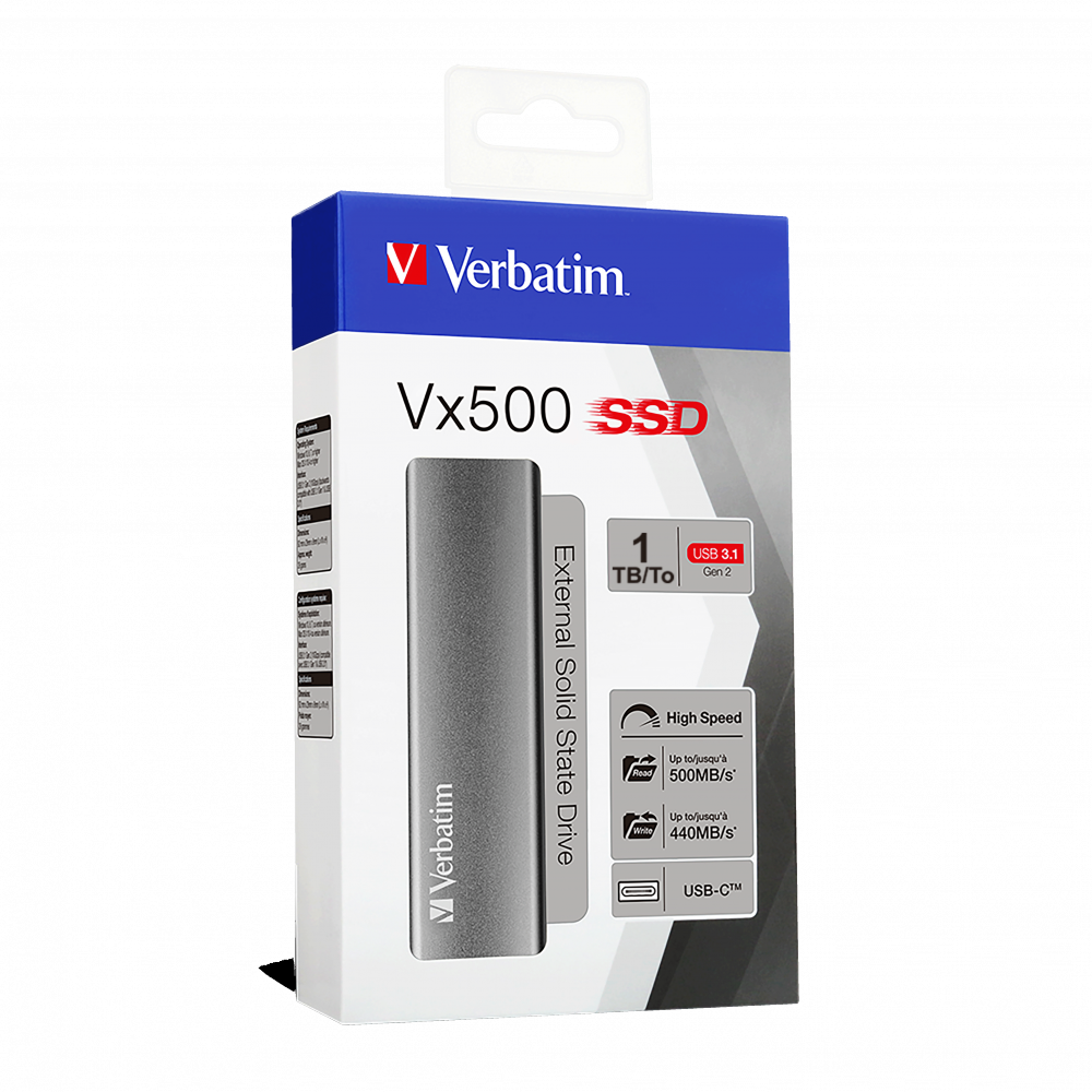 VERBATIM 47444 - 1TB VX500 USB 3.2 GEN 2 EXTERNAL SSD (Okuma 500MB/sn ...
